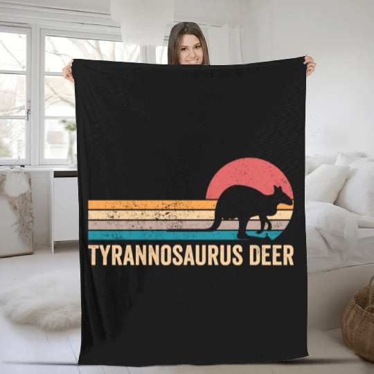 Funny Kangaroo Tyrannosaurus Deer Retro Fleece Blankets