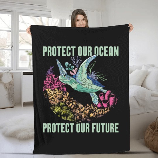 Marine Biology Protect Our Ocean Loves Marine Life Fleece Blankets