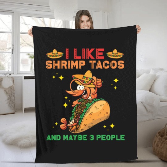 Shrimp Tacos Fleece Blankets