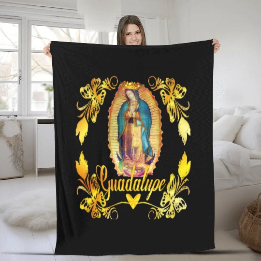 Our Lady Guadalupe Virgin Mary Catholic Decor Fleece Blankets