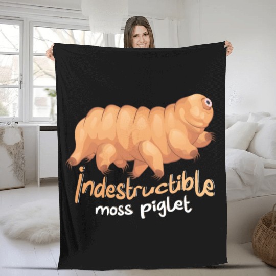 Indestructible Moss Piglet Science Tardigrade Fleece Blankets