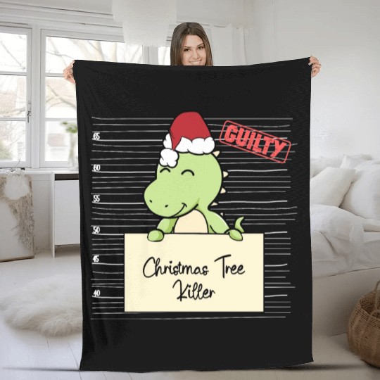 Dinosaur christmas funny prison Fleece Blankets