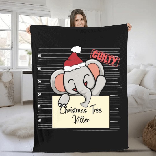 Elephant christmas funny prison Fleece Blankets