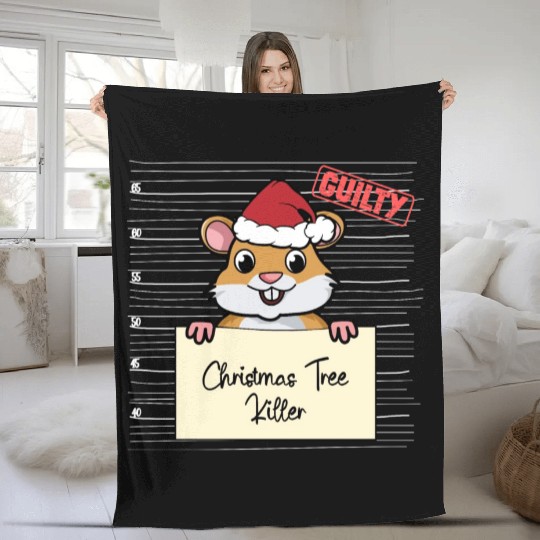 Hamster christmas funny prison Fleece Blankets