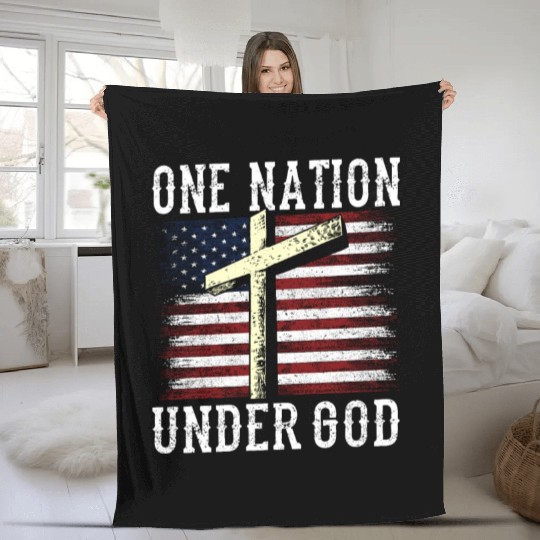One Nation Under God America US USA American Fleece Blankets