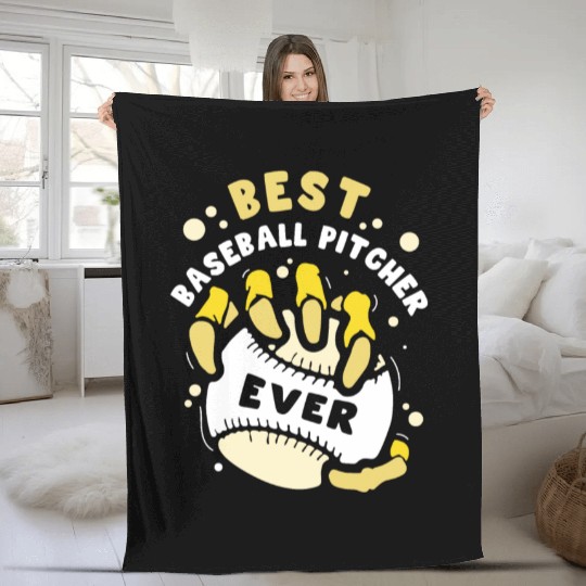 Best Baseball Pitcher Ever Hobby Player Sayings Fleece Blankets