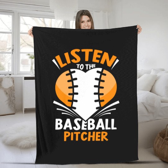 Listen To The Baseball Pitcher Player Hobby Fleece Blankets
