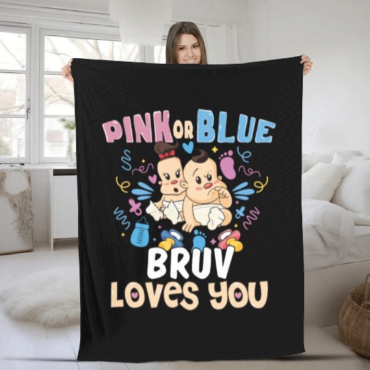 Pink or Blue Bruv Loves You Best Brother Ever Big Fleece Blankets