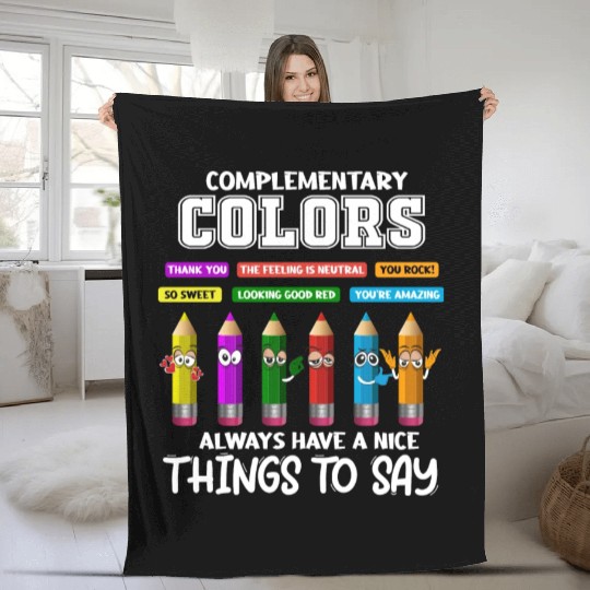 Complementary Colors Pun Artist Art Teacher Fleece Blankets