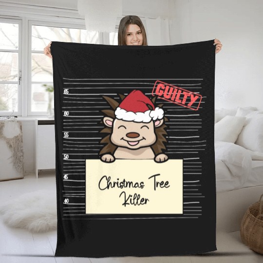 Hedgehog christmas funny prison Fleece Blankets