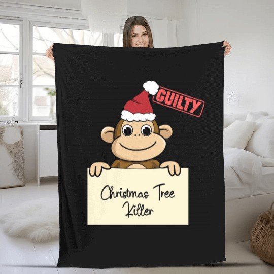 Monkey christmas funny prison Fleece Blankets