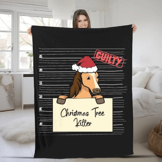 Horse christmas funny prison Fleece Blankets