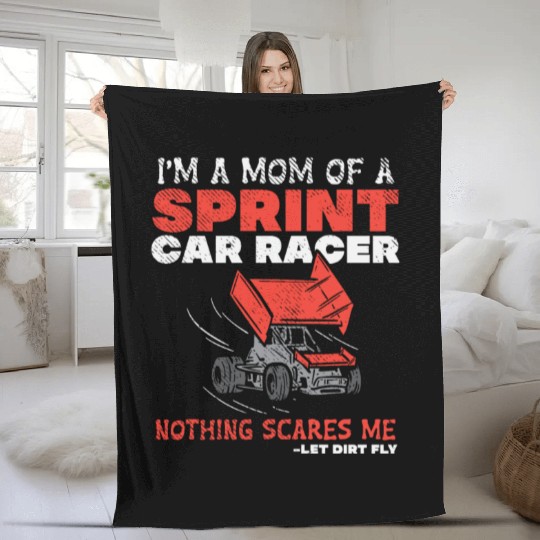 Mom Of A Sprint Car Racer Race Day Driver Mother Fleece Blankets