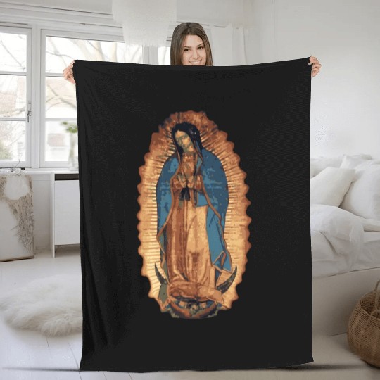 Our Lady Of Guadalupe Catholic Mary Image Fleece Blankets