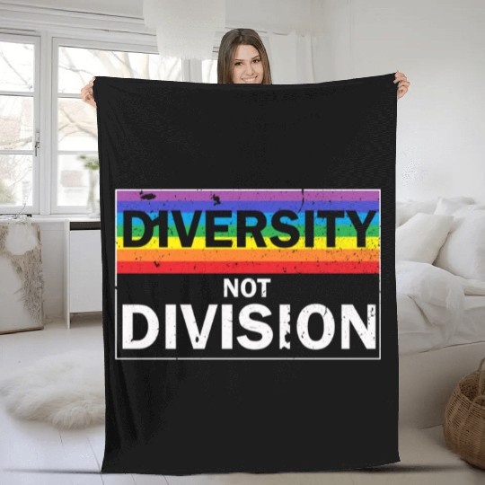 Diversity not Division Peace Love Inclusionn Human Fleece Blankets