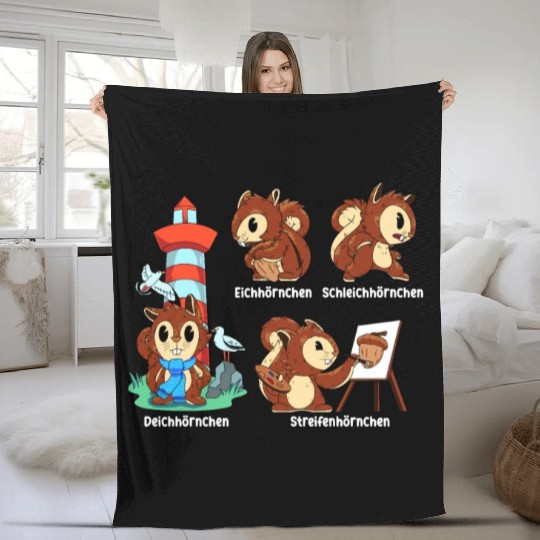 Nut Lover Wild Cute Squirrel Painting Walnut Shell Fleece Blankets
