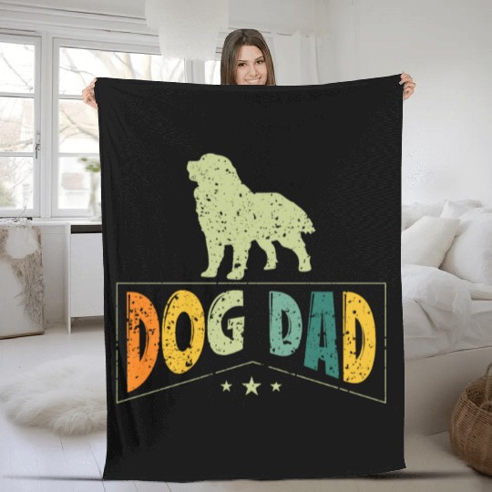 Dog Dad Cute Puppy Dog Owners Pet Lover Gift Ideas Fleece Blankets