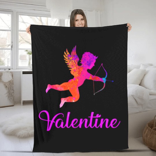 cupid valentines day hearts Fleece Blankets