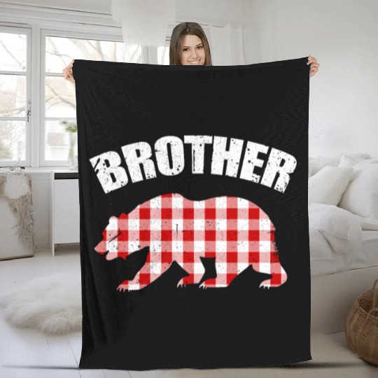 Brother Birthday Plaid Bear Fleece Blankets