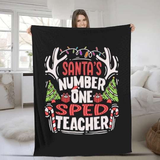 Santas Number One SPED Teacher Special Education Fleece Blankets