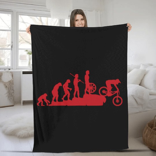 Evolution Downhill Mountain Bike Mtb Mountain Biki Fleece Blankets
