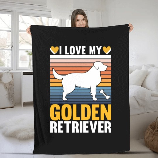 I Love My Golden Retriever Fleece Blankets