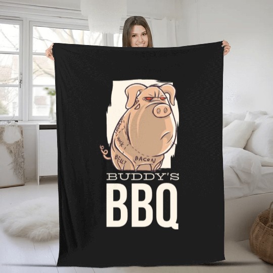 Buddy's BBQ Bacon Pig Buddy's BBQ Bacon Pig inspir Fleece Blankets