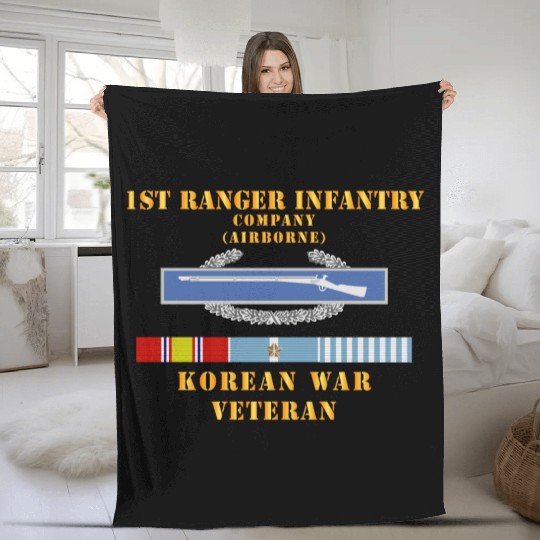 1st Ranger Infantry Company Airborne w CIB w KOREA Fleece Blankets