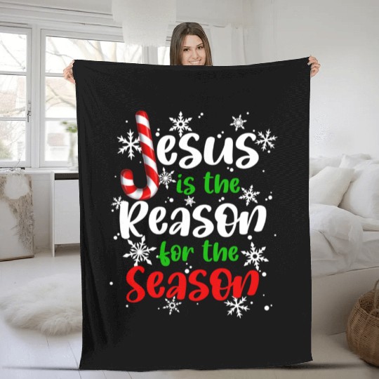 Jesus is The Reason for the Season Candy Christian Fleece Blankets