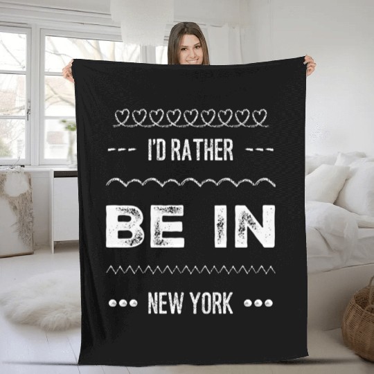 I'd rather be in New York City taxi Broadway Wall Fleece Blankets
