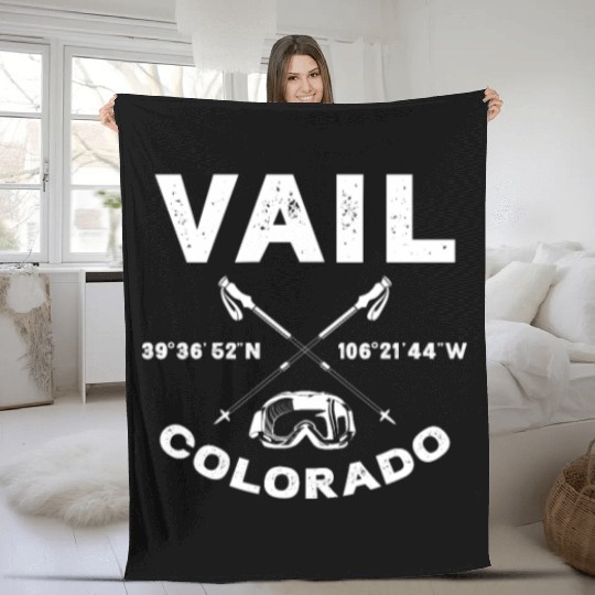 Vail Colorado, Skiing Fleece Blankets