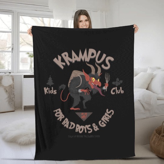 Krampus Kids Club Naughty Bad Boys & Girls Xmas Fleece Blankets