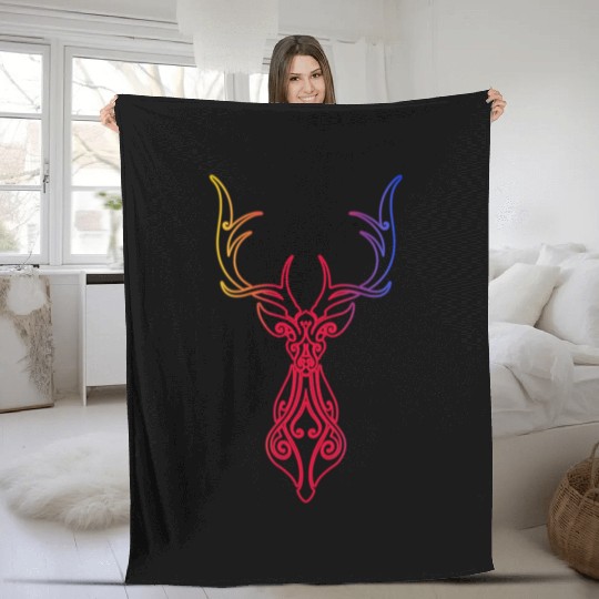elk tribal Fleece Blankets