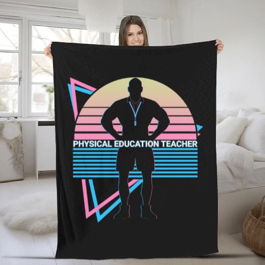Physical Education Teacher PE Teacher Retro Fleece Blankets