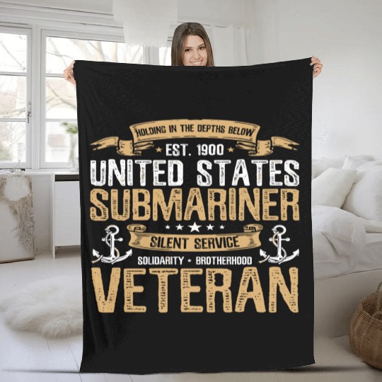 United States Of America Submariner Veteran Fleece Blankets