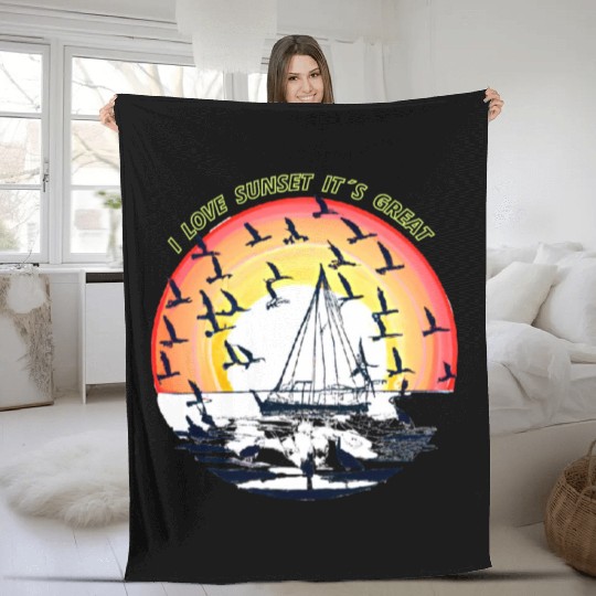 I LOVE SUNSET IT S GREAT Fleece Blankets