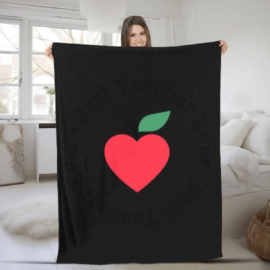 Best Teacher Ever Apple Circle Fleece Blankets