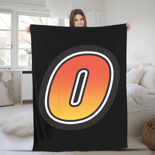 Number Zero 0 Gradient Yellow Orange 3 Stroke Fleece Blankets
