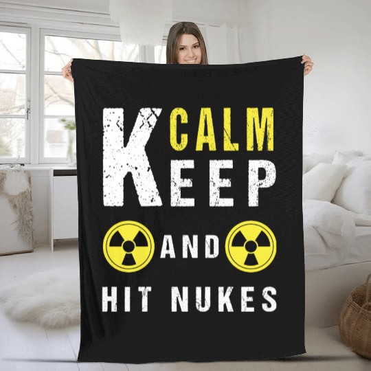 keep calm and hit nukes. Essential Fleece Blankets