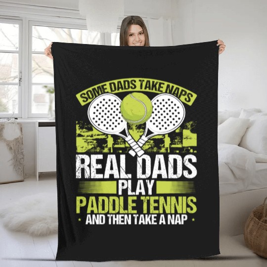Paddle Tennis Player Match Dad Papa Fathers Day Fleece Blankets