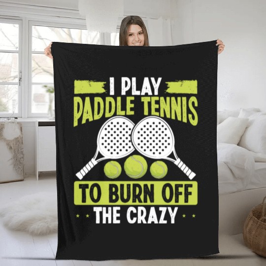 Paddle Tennis Player Match Play to burn off crazy Fleece Blankets