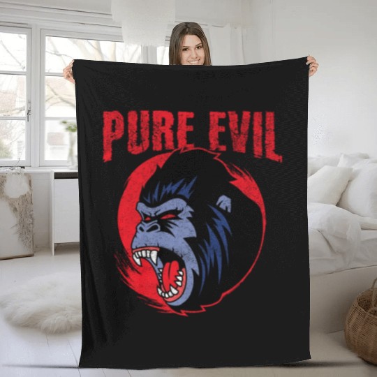 Pure Evil Angry Gorilla Monkey Chimpanzee Fleece Blankets