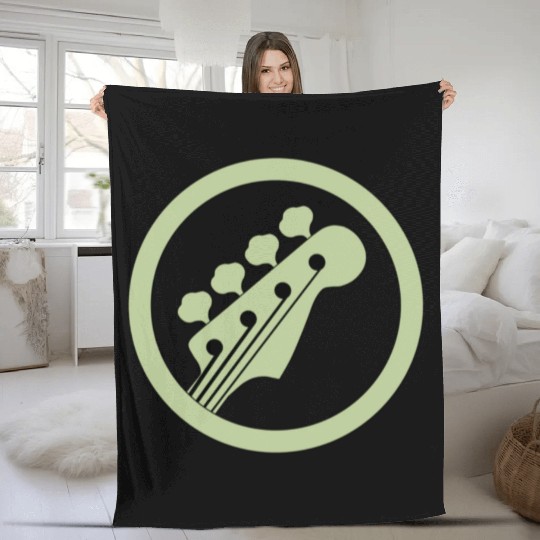 bass guitar green sign Fleece Blankets