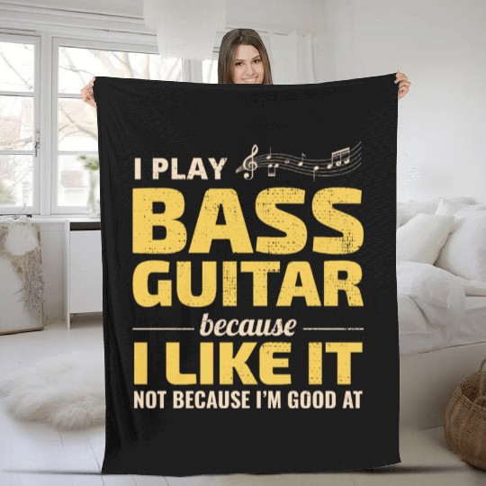 Bass Guitar Player Music Musician Bassist Funny Fleece Blankets