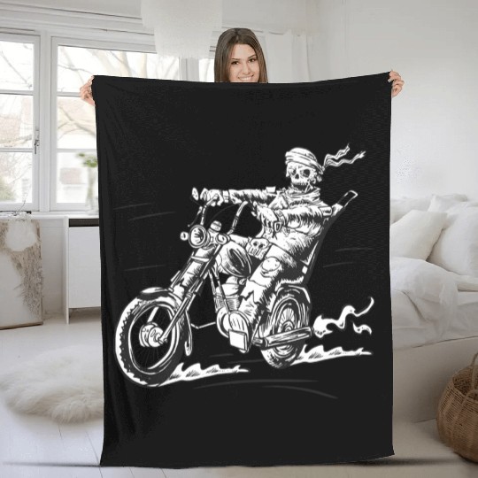Zombie biker riding Zombie biker riding inspiratio Fleece Blankets