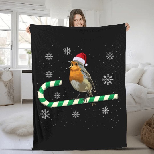 Robin Bird Watching Redbreast Birding Christmas Fleece Blankets