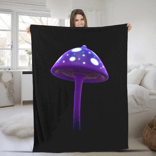 Magic Purple Mushroom Fleece Blankets