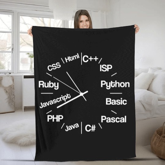 Computer Programmer Clock Programming & Coding No Fleece Blankets