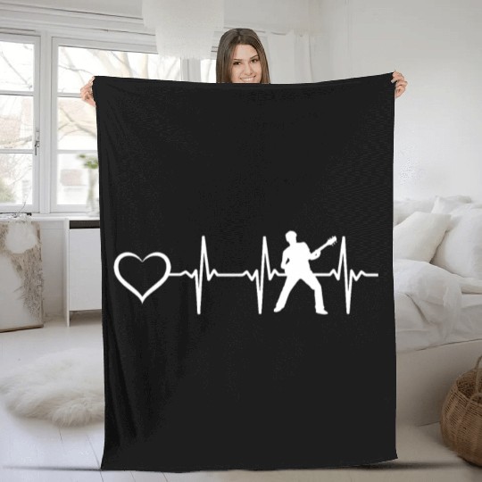 Guitar Heartbeat Heart Guitar Musician Guitar Play Fleece Blankets