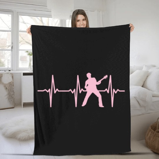 Guitar Heartbeat Guitar Musician Guitarist Guitar Fleece Blankets